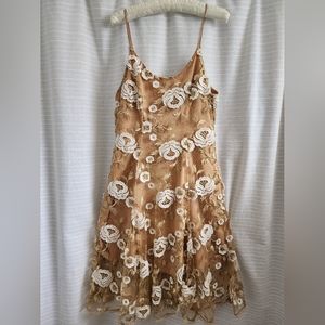 Dress the Population, size Large, light carmel colored cocktail dress.
